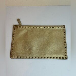 Valentino Garavani Rock Stud Gold Calfskin Large Clutch